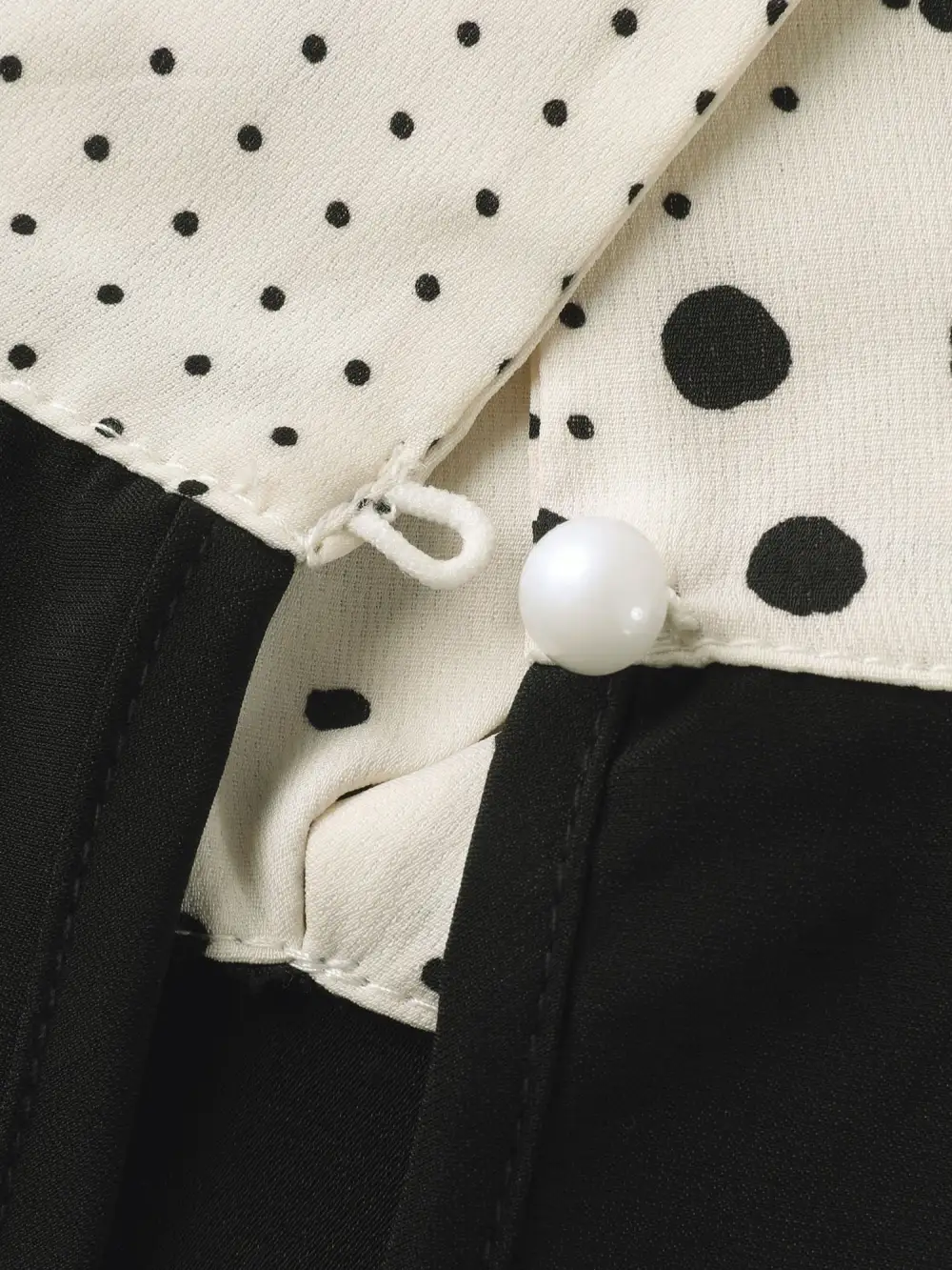 Sheer Color Contrast Spliced Collar Blouse