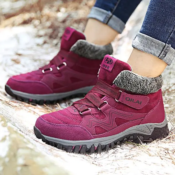 Large Size Women Hook Loop Outdoor Sneakers Ankle Warm Suede Boots