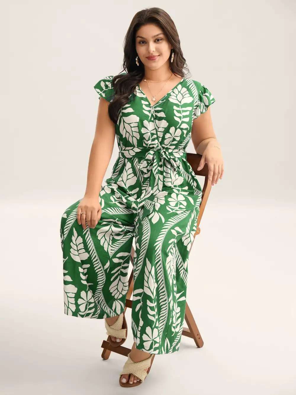 Large Floral Print Pockets Jumpsuit