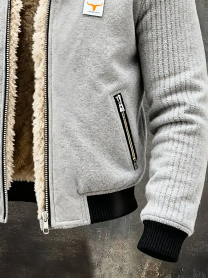 Men'S Vintage Warm Lambswool Outdoor Jacket