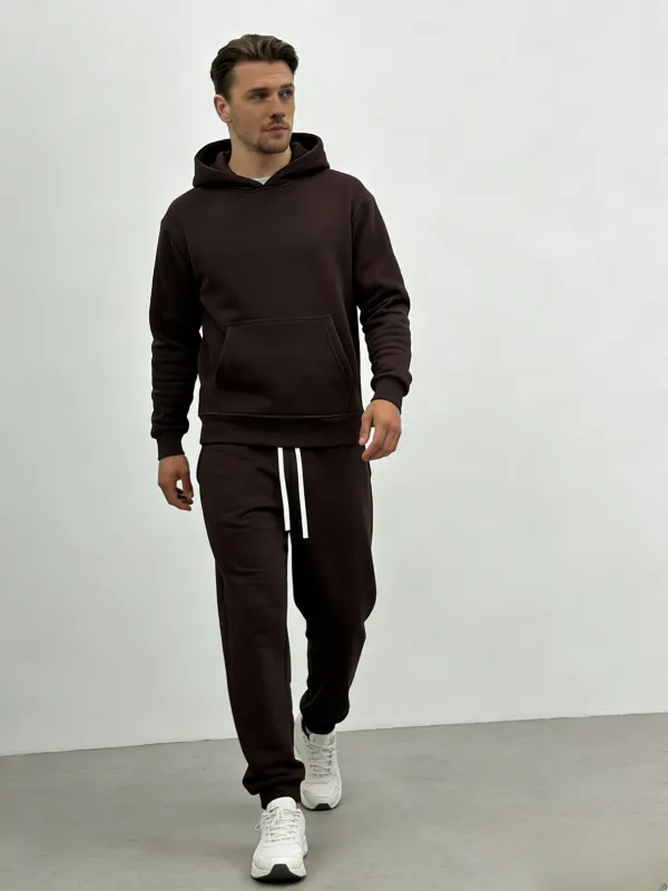 Men's Solid Color Two-Piece Tracksuit Set