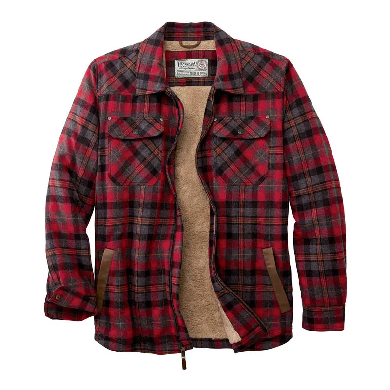 Check Texture Plus Fleece Warm Jacket