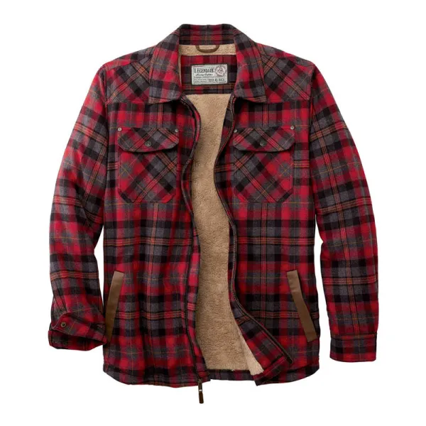 Check Texture Plus Fleece Warm Jacket
