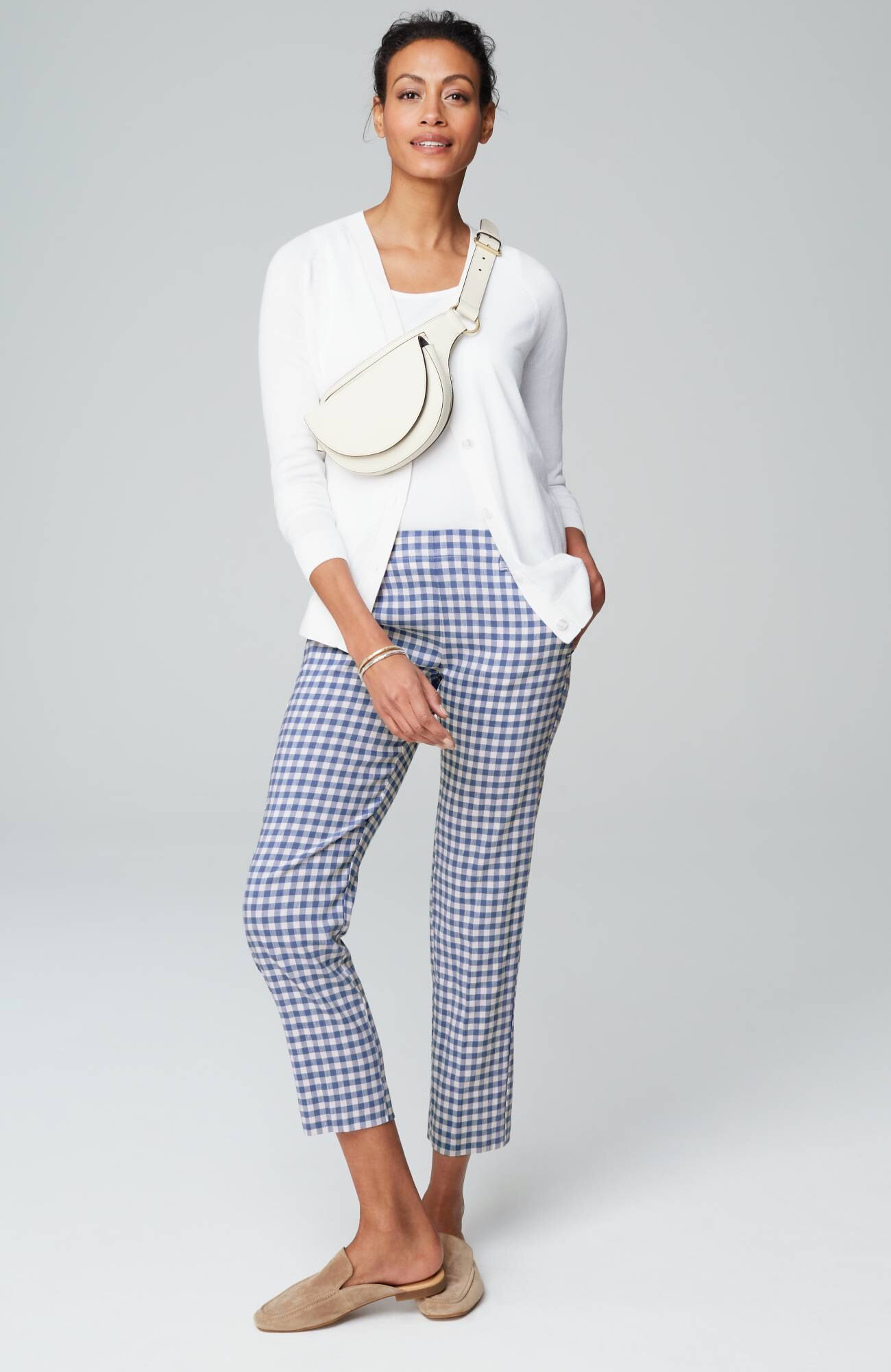 Pintucked Linen-Stretch Slim-Leg Pants