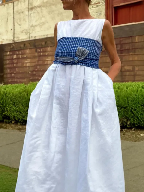 Women's Simple Nipped Waist Maxi Dress