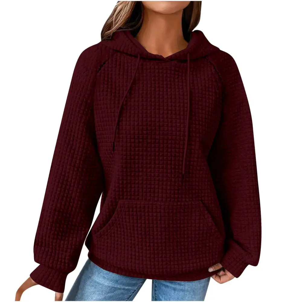 Sweaters for Womens Clearance,Women's Solid Raglan Sweater Hooded Sweater Long Sleeve Top Sweater Deals for Winter 2024 on Sale