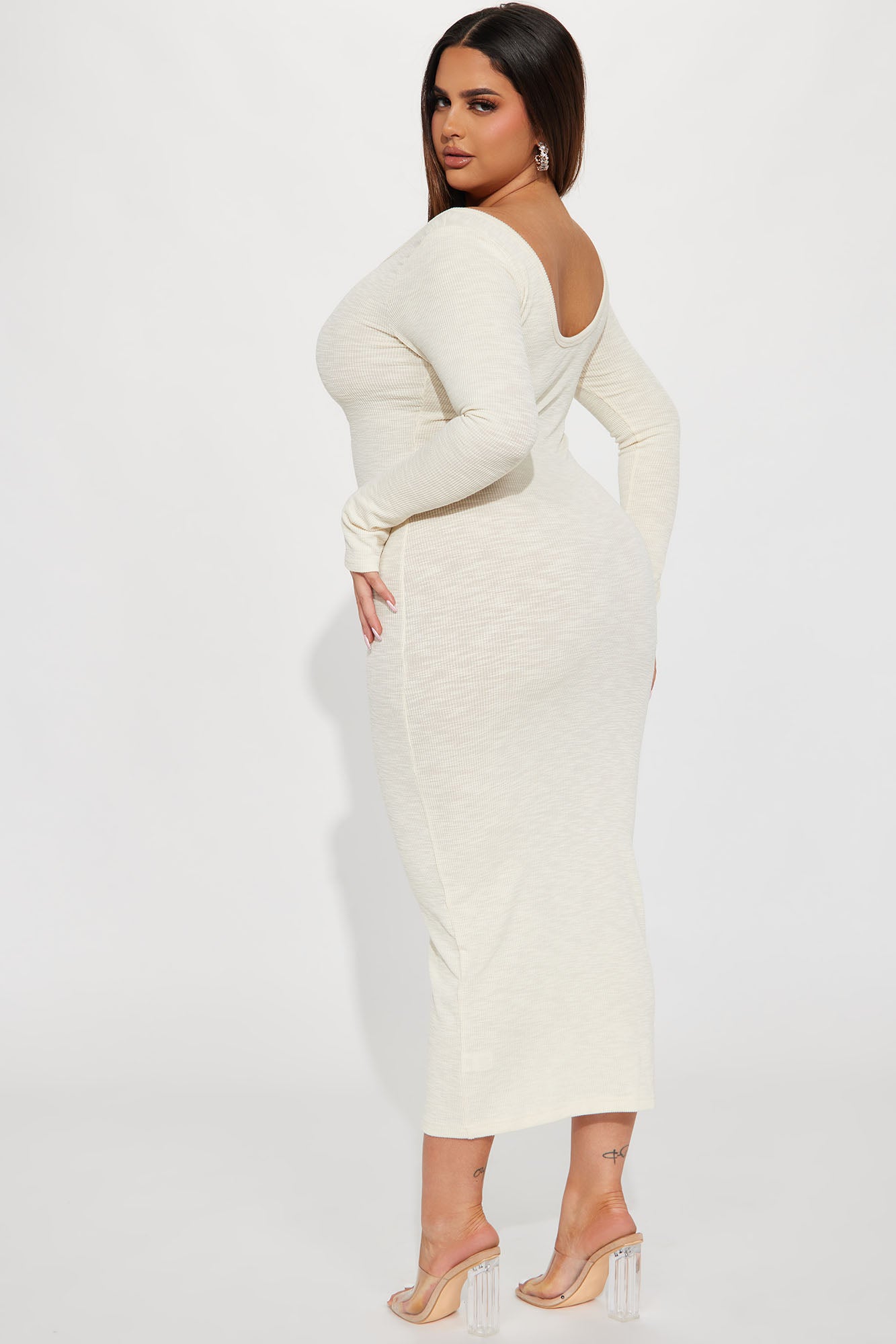Come With Me Ribbed Maxi Dress - Cream
