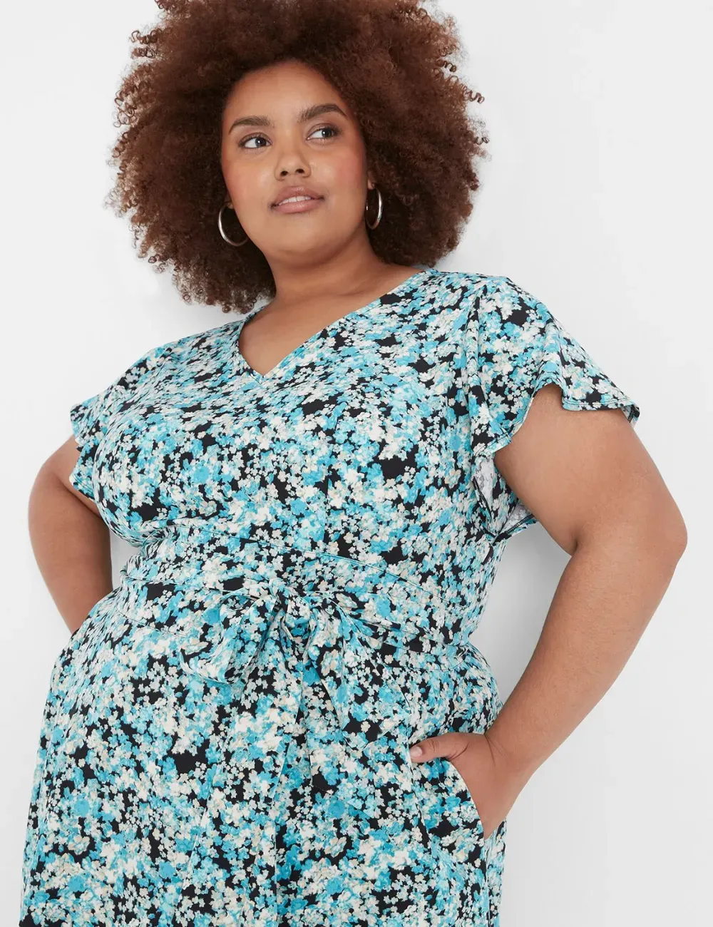 Lena V-Neck High-Low Midi Dress