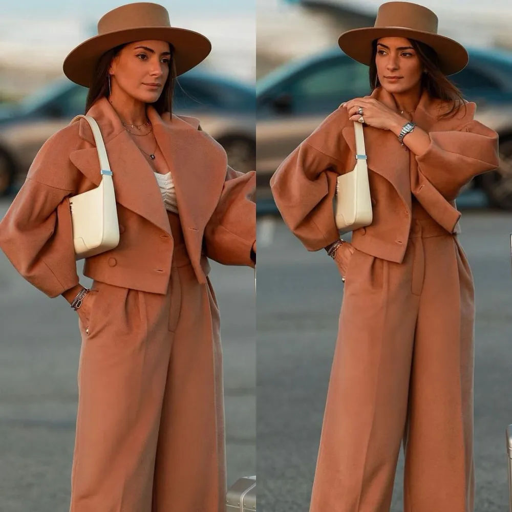 Belted Puff cuff Long sleeve Blazer and pants set