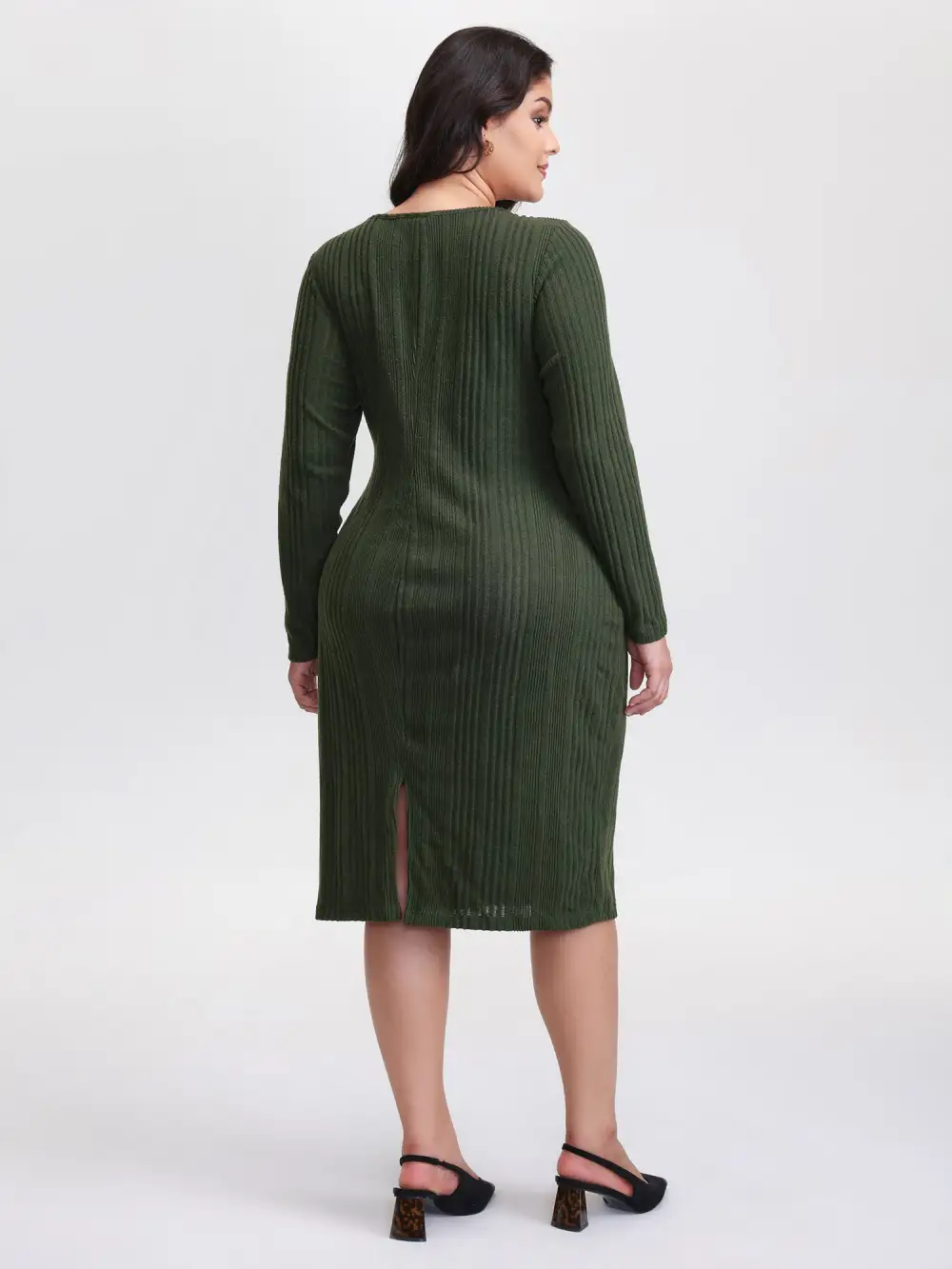 Pit Strip Tie-Knot Slit Sheath Midi Dress