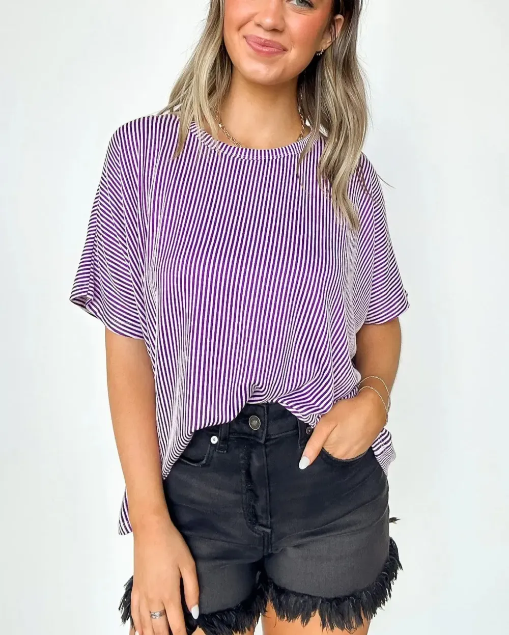 Hot Sale Two Tone Rib Knit Oversized Top