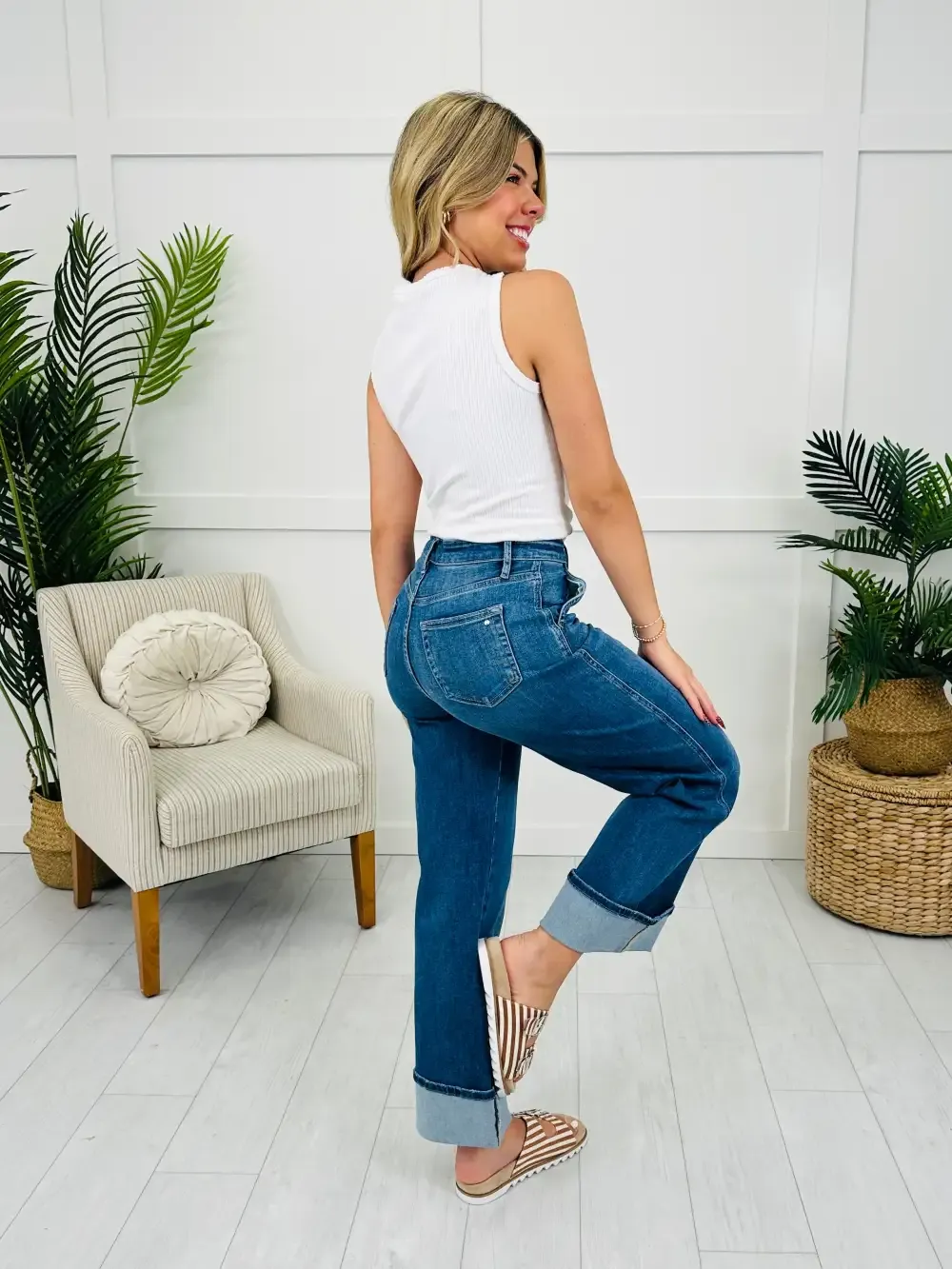 Mica Cuff it Up Wide Leg Jeans