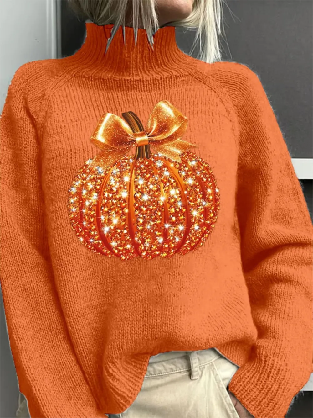 Halloween Turtleneck Simple Sweater