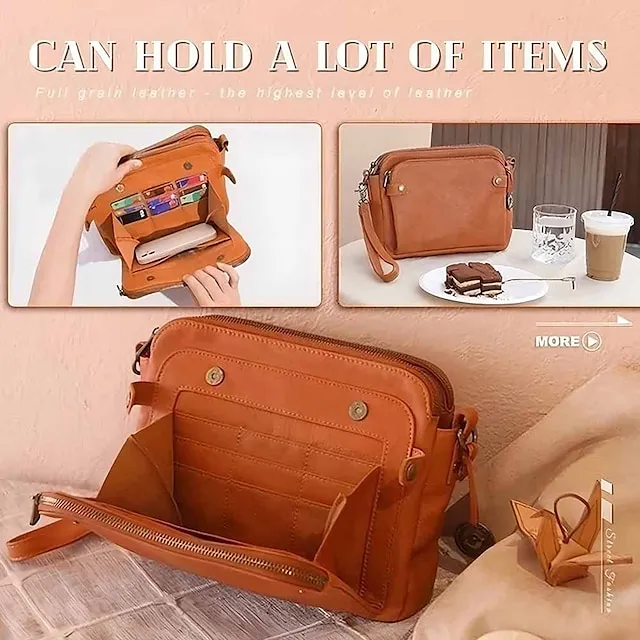 Women's Crossbody Bag Shoulder Bag Satchel PU Leather Shopping Daily Zipper Adjustable Large Capacity Waterproof Solid Color Wine Red Black Brown
