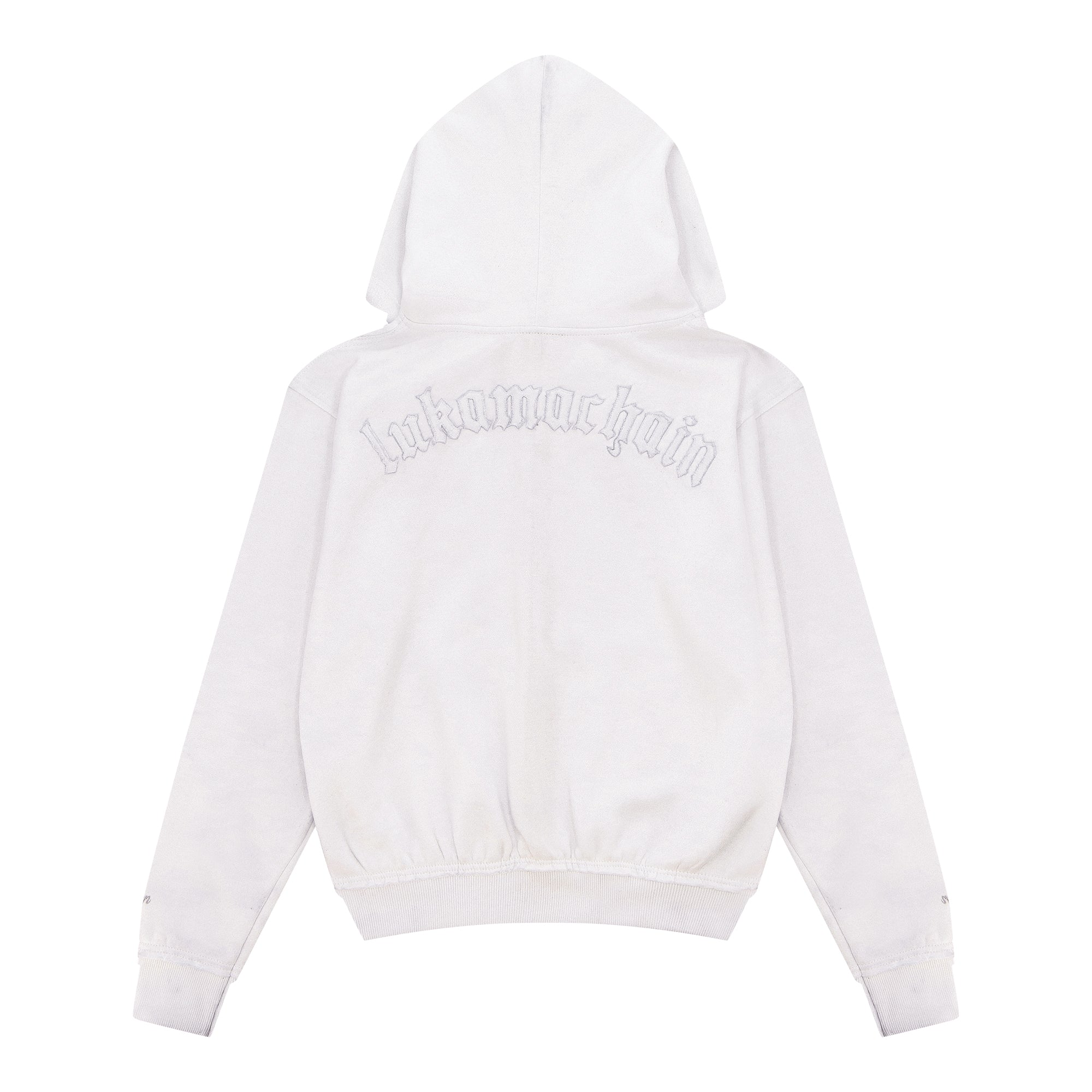 Distressed Zip Hoodie White (Male version)