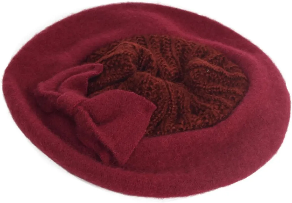 Lady French Beret 100% Wool Beret Floral Dress Beanie Winter Hat