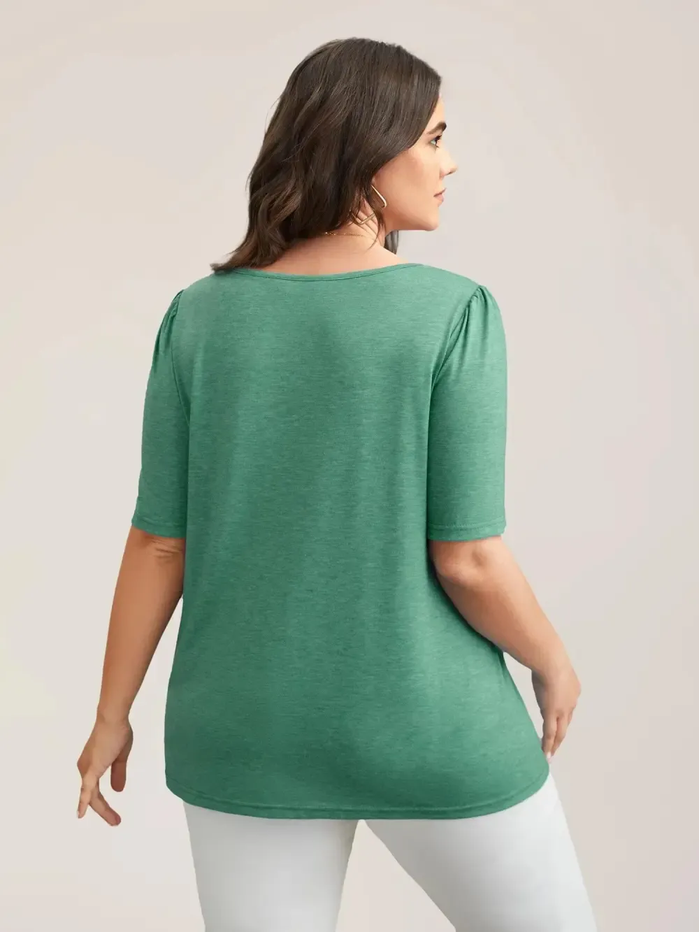 Seamed Round Neck Fitted T-Shirt