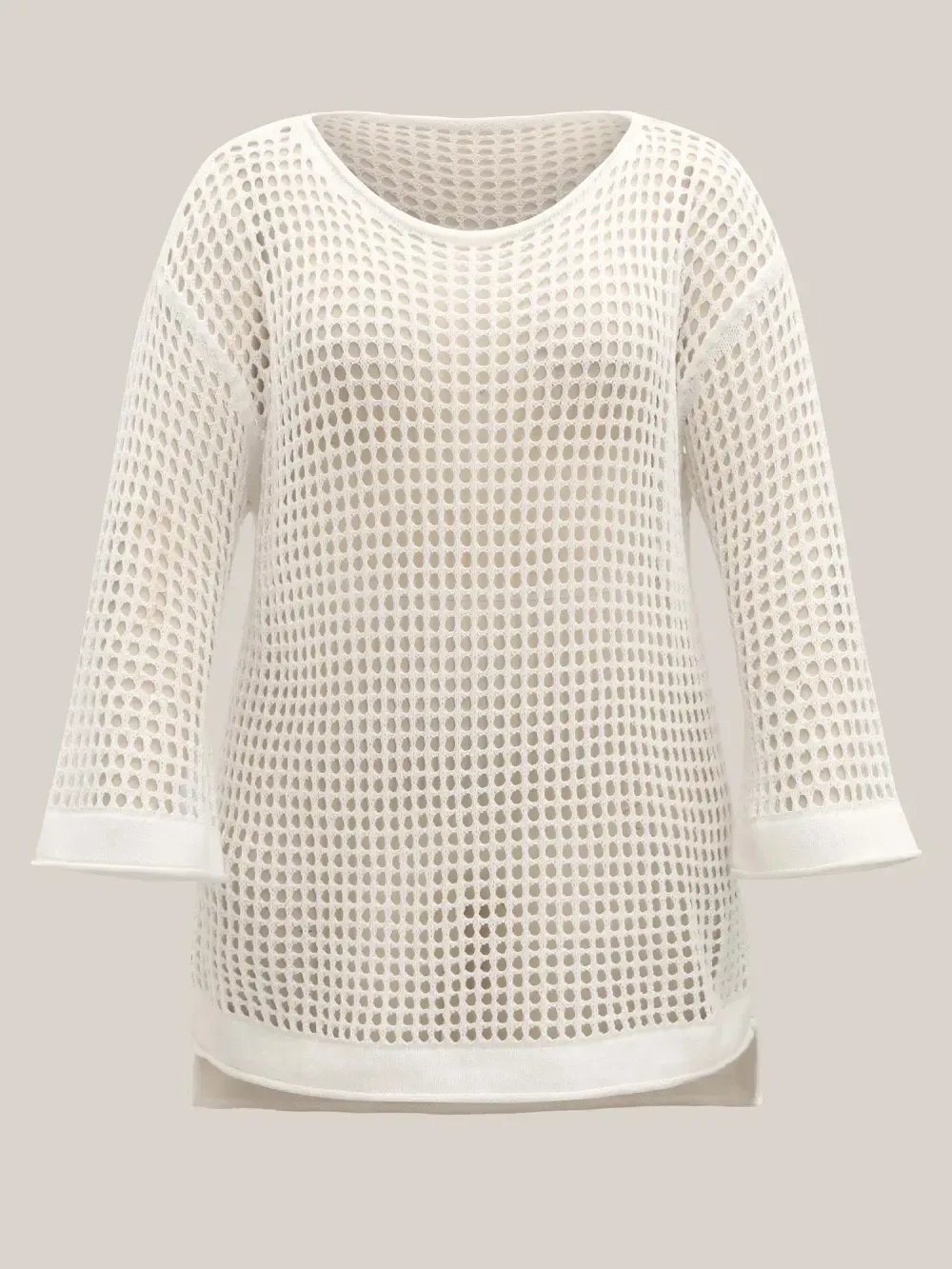 Crochet Drop Shoulder Slit Swim Cover-Up