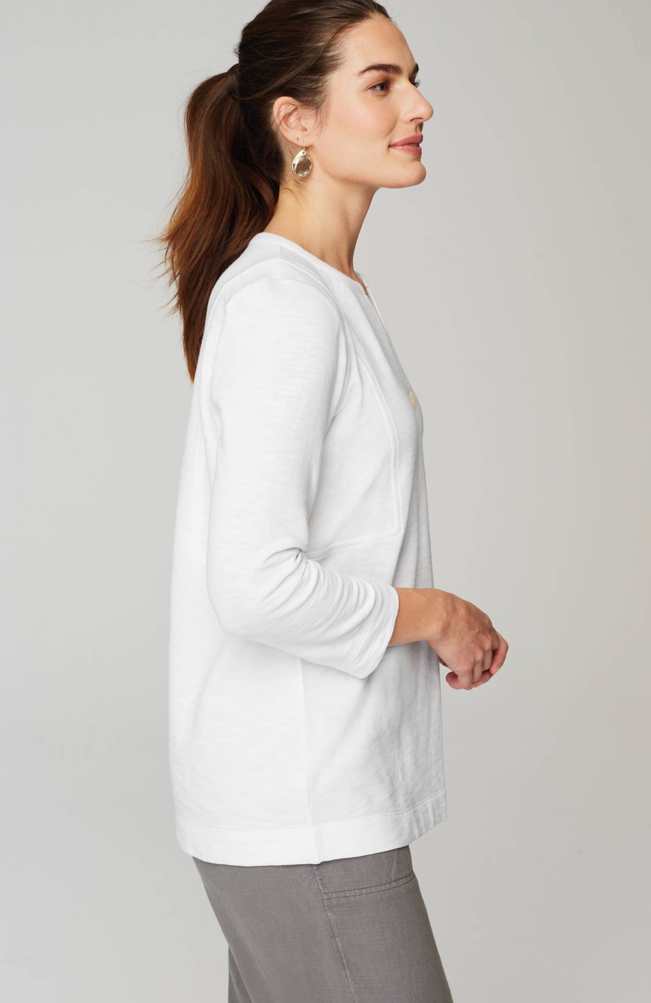 pure jill organically grown cotton buttoned top