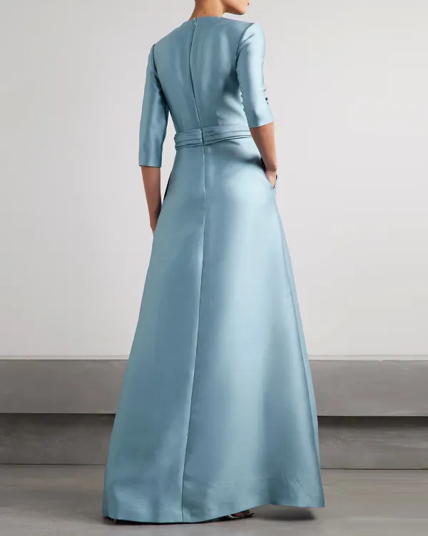 Crystal-embellished mikado-piqué gown