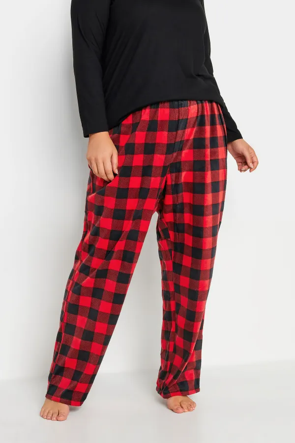 YOURS Curve Blue & Green Tartan Print Pyjama Bottoms