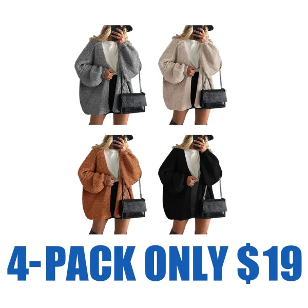 Fall 2025 Women’s Knit Cardigan – Oversized Fit, Lantern Sleeves, Open Front Lightweight Sweater