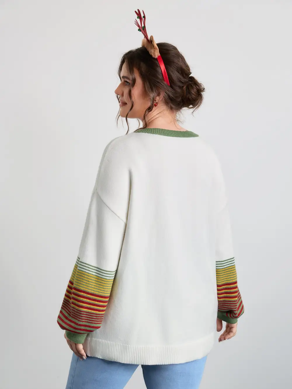 Christmas Tree Pattern Jacquard Stripe Pullover