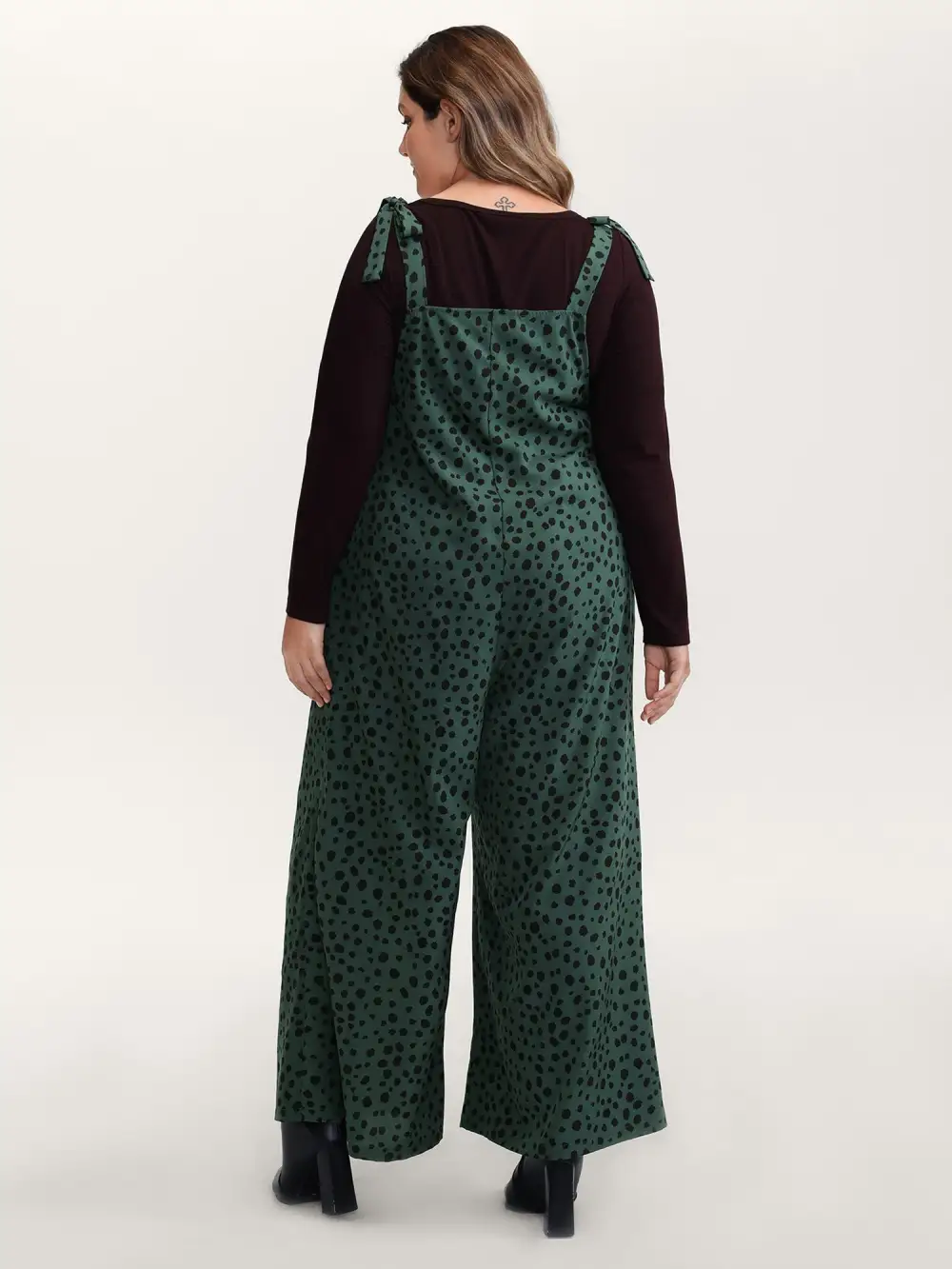 Leopard Print Shirred Shoulder Ties Jumpsuit