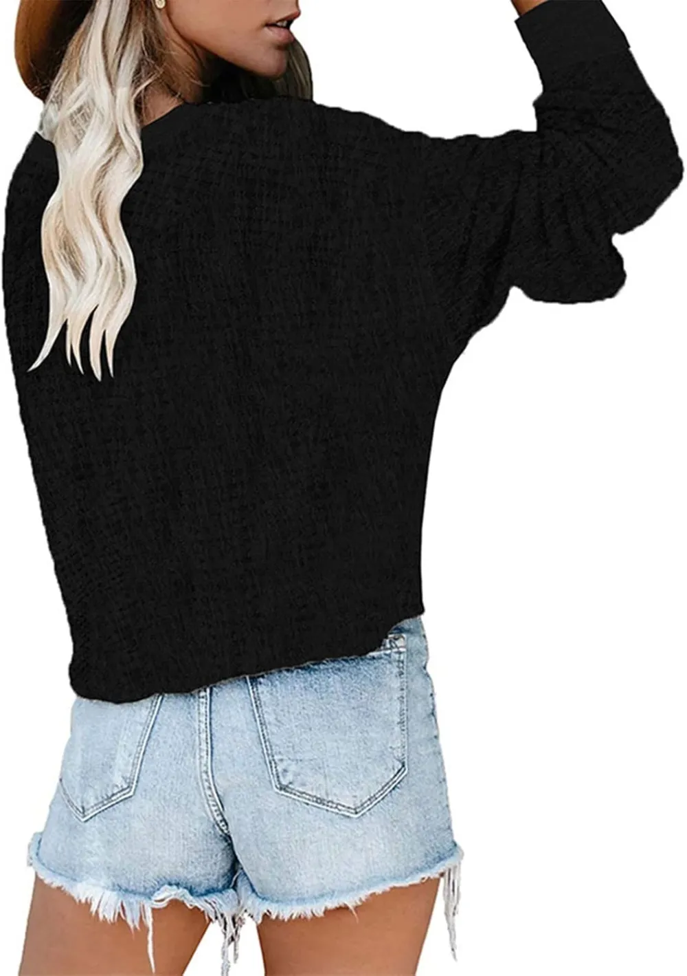 Women's Fall Sweater 2023 Wrap Sweaters Long Sleeve Knitted Asymmetric Hem Pullover Solid Color Tops Sweater
