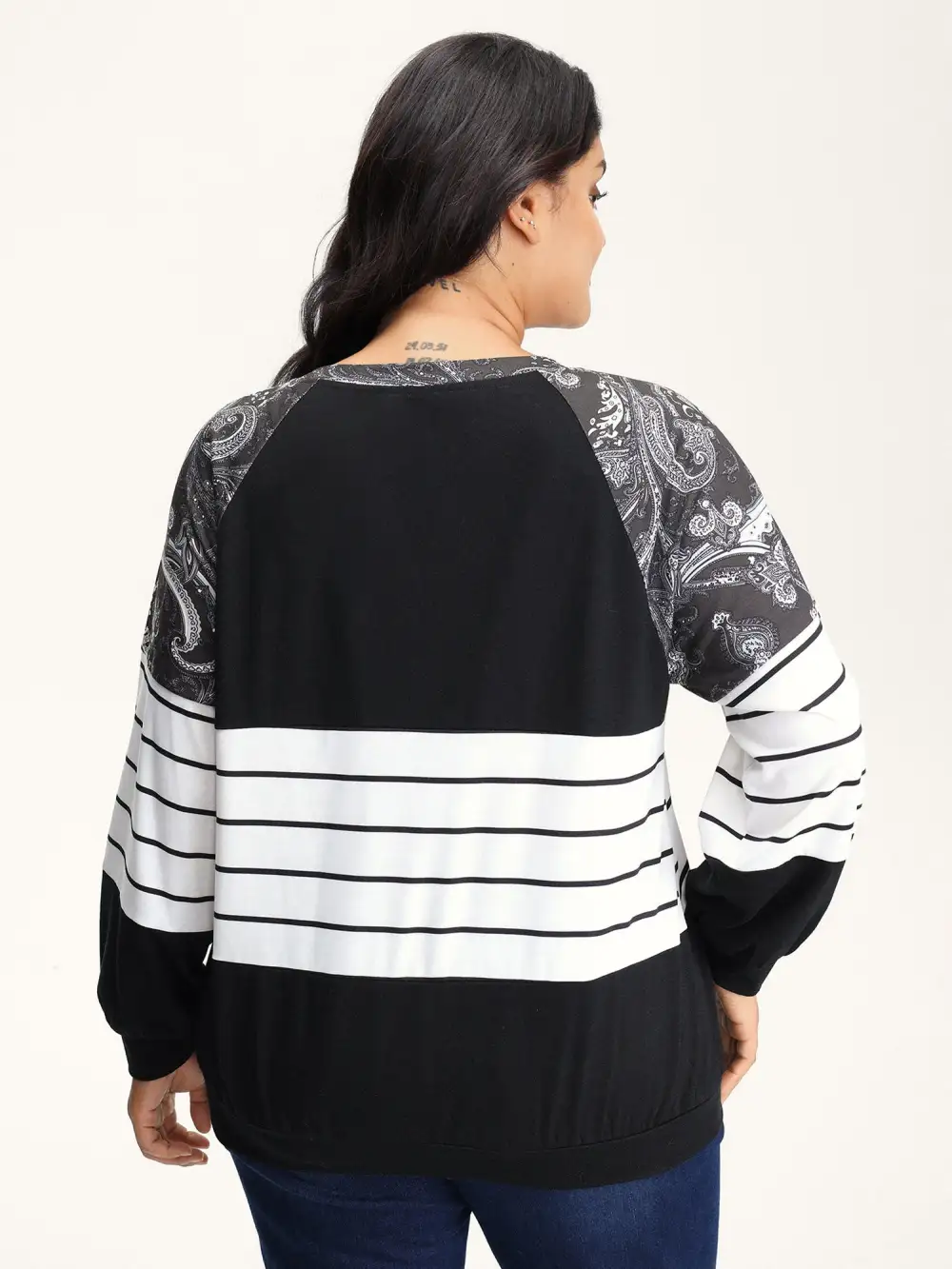 Supersoft Colorblock Paisley Print Sweatshirt