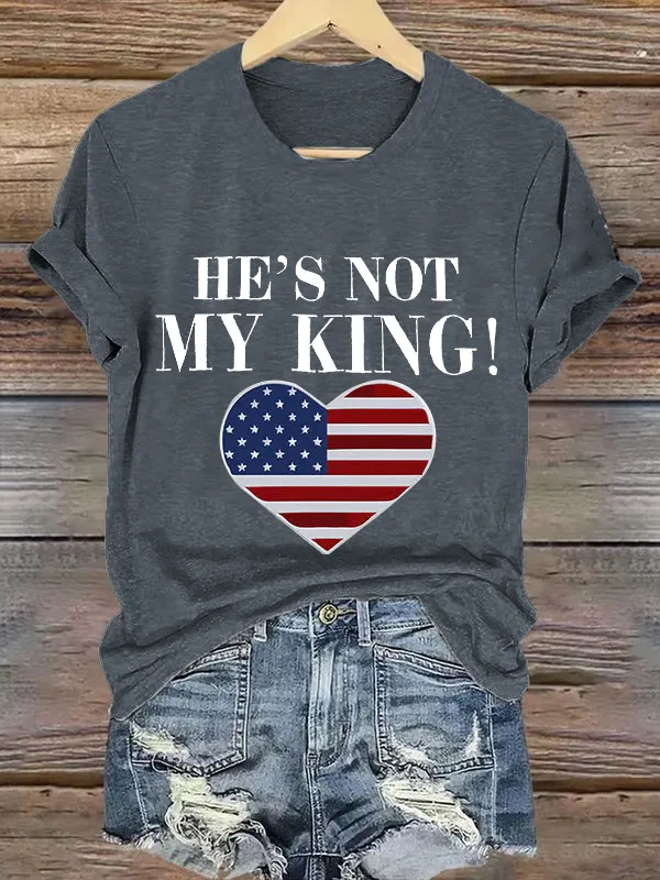 Women'S T-Shirt Vintage He'S Not My King Printed T-Shirt Pure Cotton Round Neck Short Sleeve