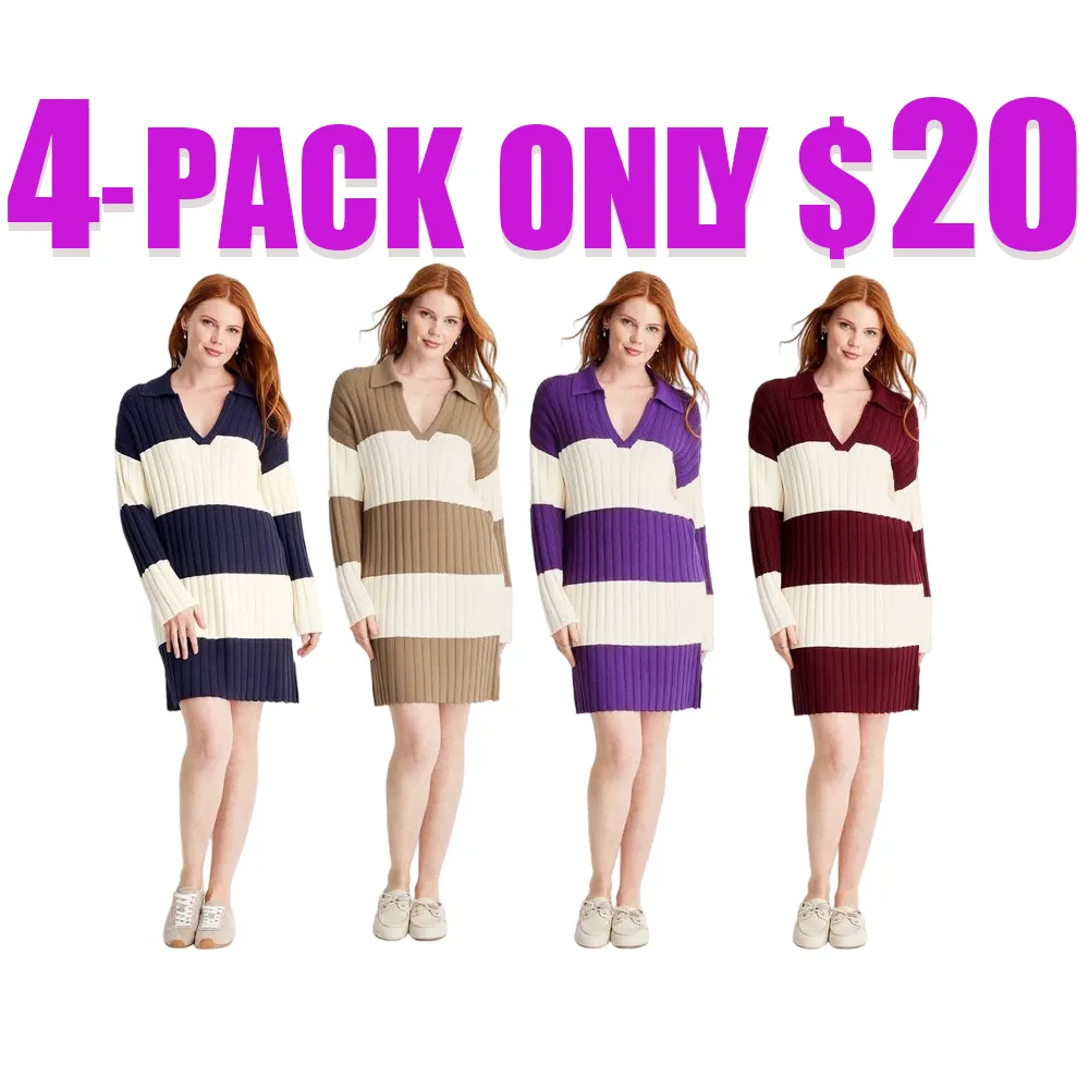 Women's Long Sleeve Rugby Mini Sweater Dress