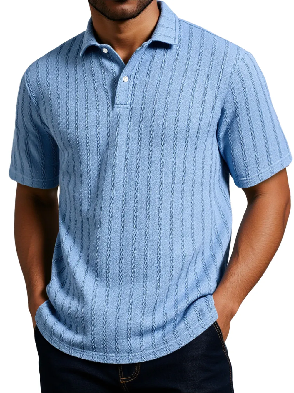 Men's Daily Texture Casual Lapel Short-sleeved Polo Shirt