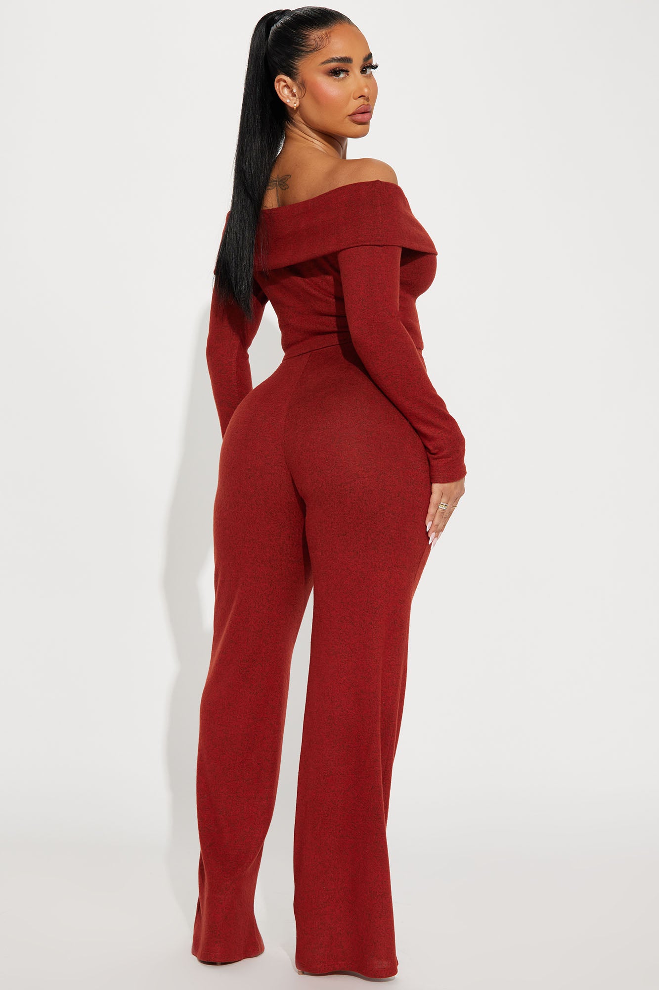Jamie Brushed Knit Pant Set - Rust