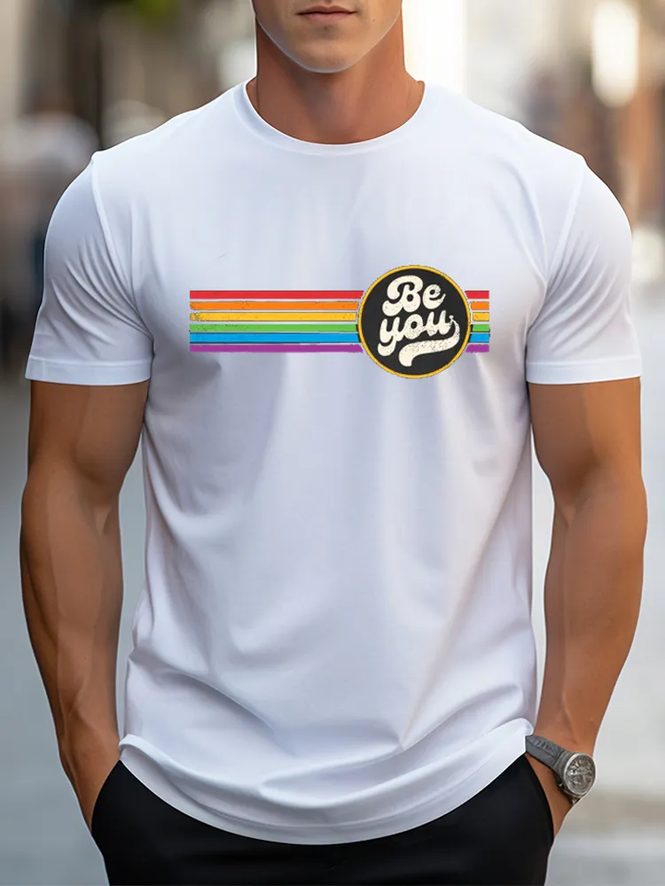 LGBTQ Be You Gay Pride LGBT Ally Rainbow Flag Retro Vintage T Shirt