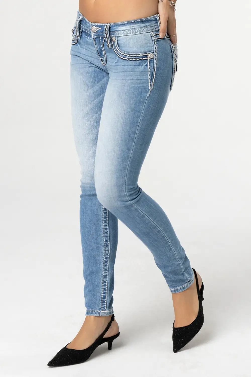 Cleo Stitched Light Skinny Jeans