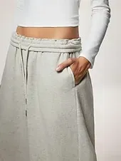 Women's Sweatpants Wide Leg Chinos Fashion Streetwear Casual Full Length High Waist Plain Elastic Waistband Comfy Soft Comfortable Stretchy Outdoor Street Light Gray Black White Red Summer Spring Fall