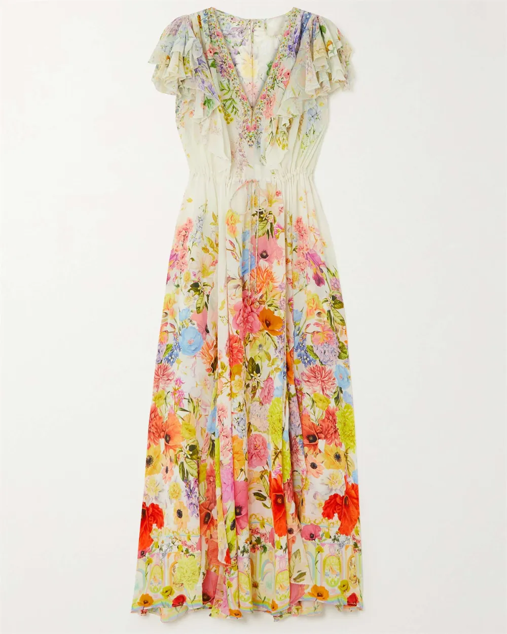 Women's V-neck Ruffle Print Dress