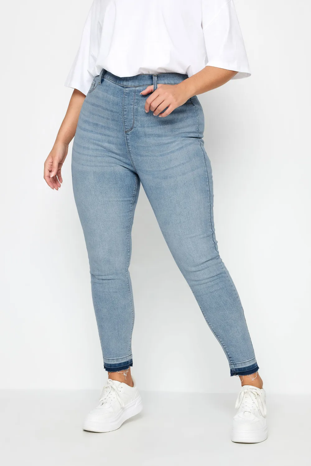 YOURS FOR GOOD Curve Light Blue Turn Up GRACE Jeggings