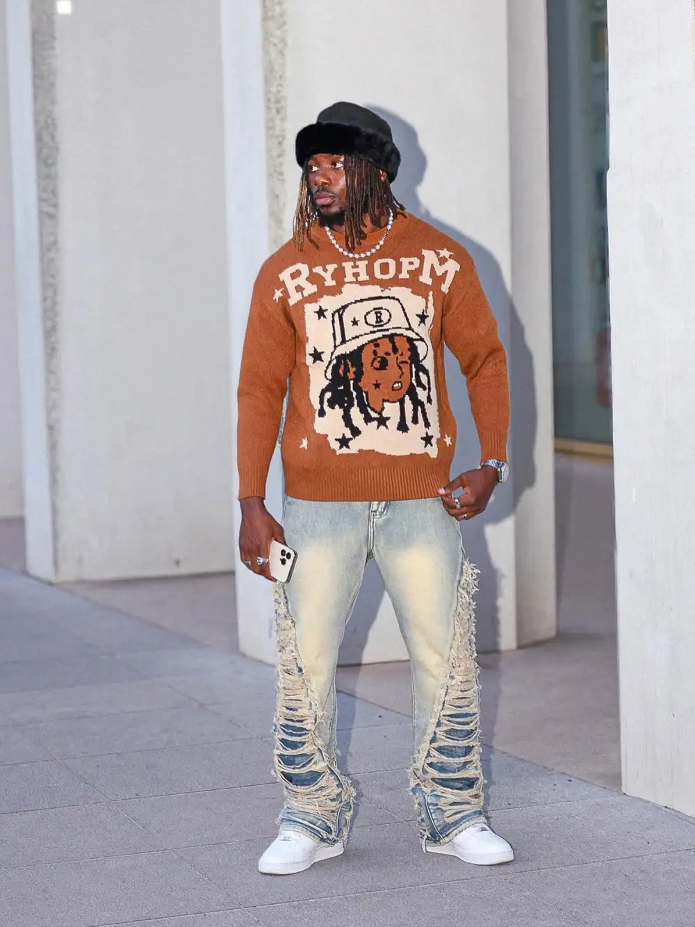 Ripped Double Straight Jeans - 2007