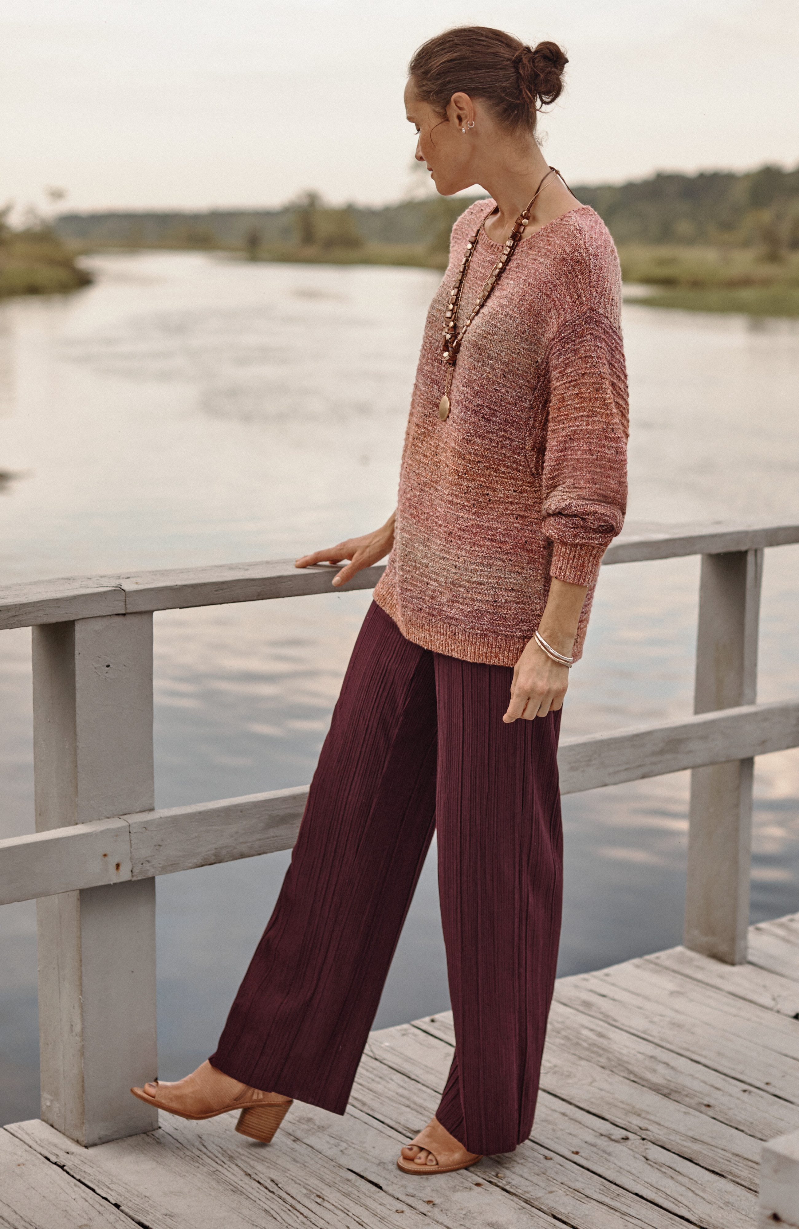 Pure Jill Pleated Wide-Leg Pants