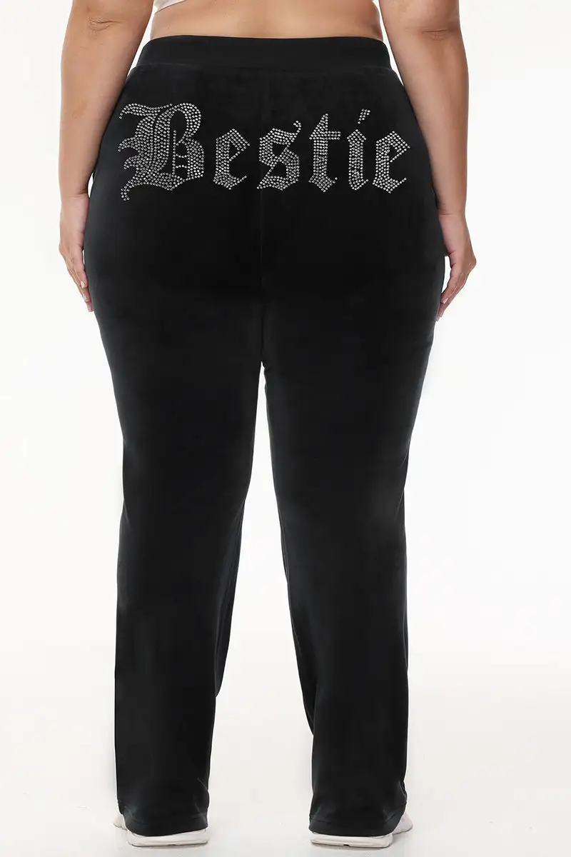 Bestie Big Bling Velour Track Pants