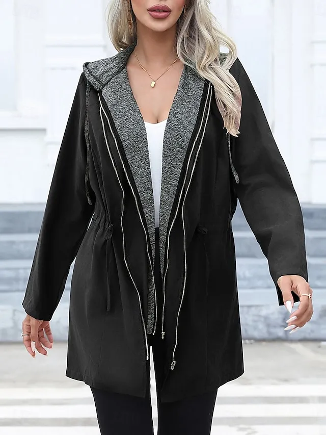 Women's Casual Jacket Hoodie Jacket Athleisure Holiday Daily Wear Spring Fall Winter Regular Coat Loose Fit Stylish Casual Jacket