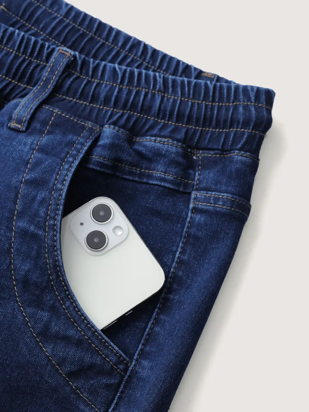 Stretchy Drawstring Waist Straight Leg Jeans