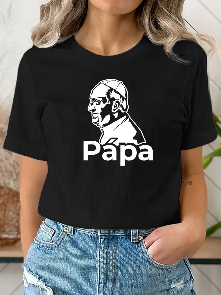 Women's Papa 1936-2025 Print Short Sleeve Round Neck Cotton T-Shirt