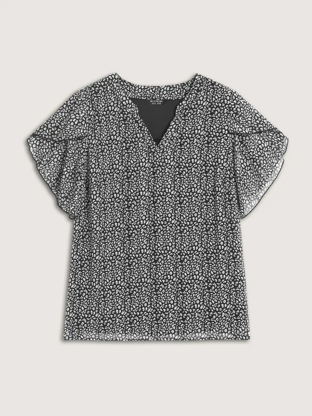 Leopard Print Petal Layered Sleeve Blouse