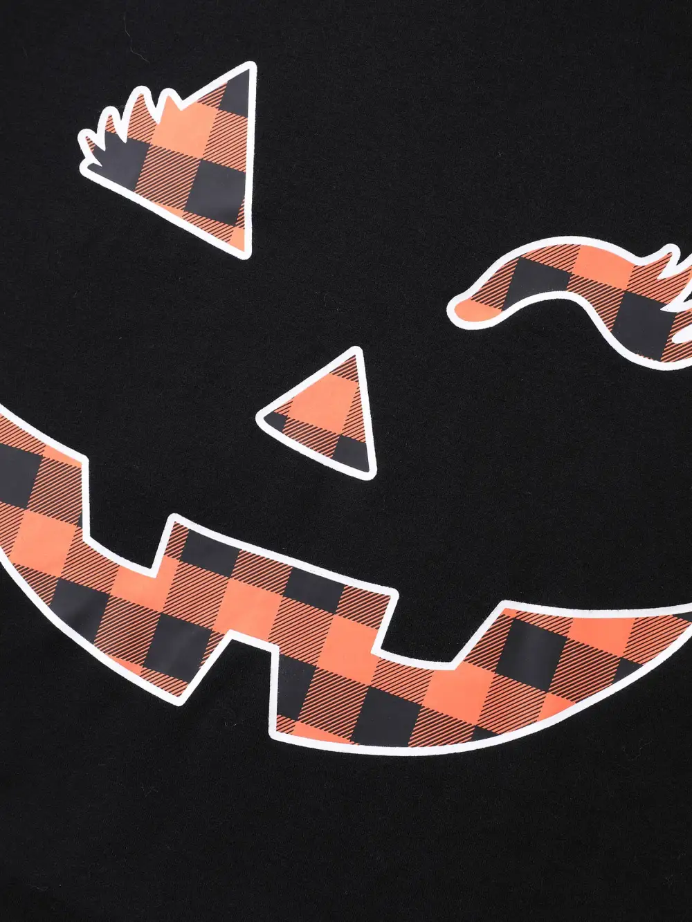 Pumpkin Plaid Print Solid Hoodie