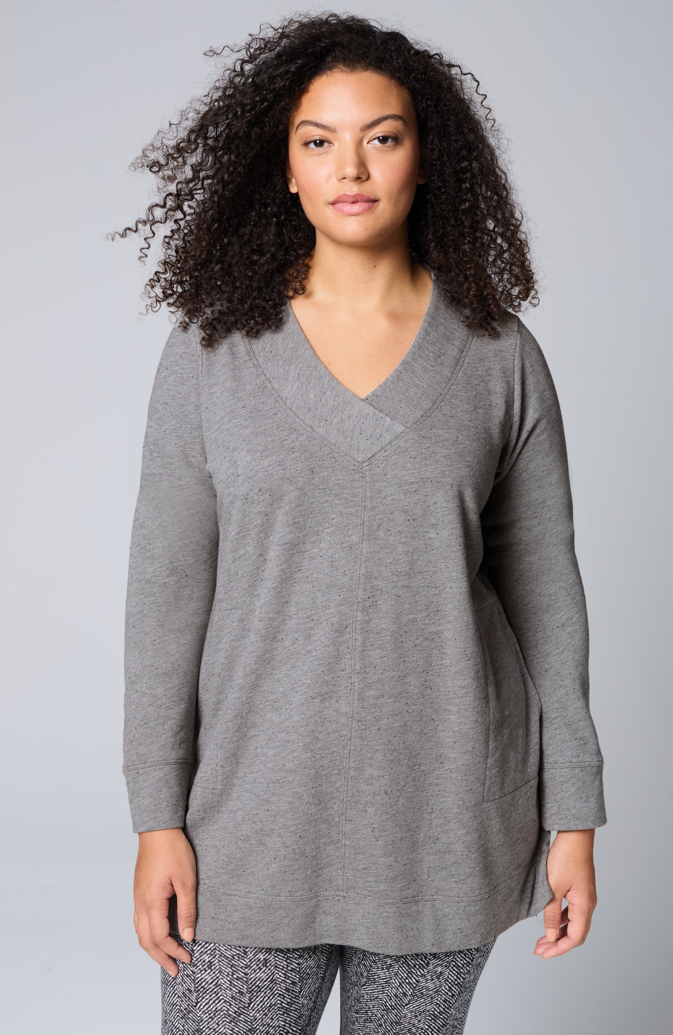 Fit Tweeded French Terry Side-Slit Tunic