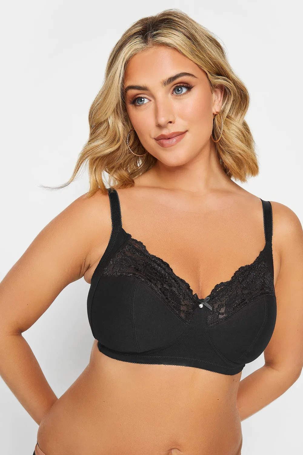 YOURS 2 PACK Black & White Non-Padded Non-Wired Full Cup Bras