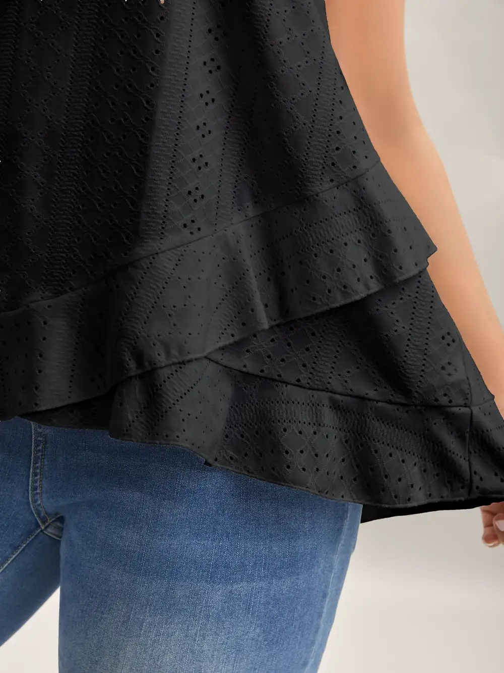 Textured Knit Overlap Hem Tank Top